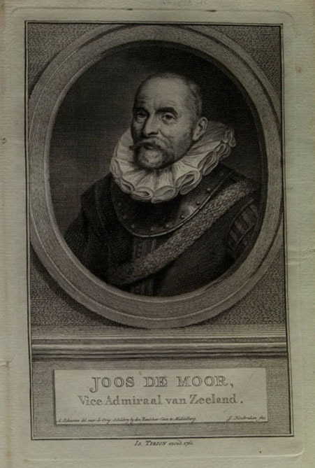 Joos de Moor, Vice Admiraal van Zeeland, ets door J. Houbraken naar A. Schouman naar onbekende kunstenaar, ca. 1760