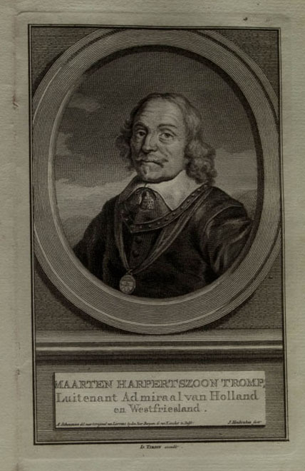 Maarten Harpertszoon Tromp, Luitenant Admiraal van Holland en Westfriesland, ets door J. Houbraken, naar A. Schouman, naar J. Lievens, ca. 1749 - 1759
