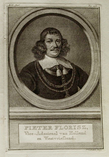 Pieter Florisz, Vice-Admiraal van Holland en Westfriesland, ets door J. Houbraken