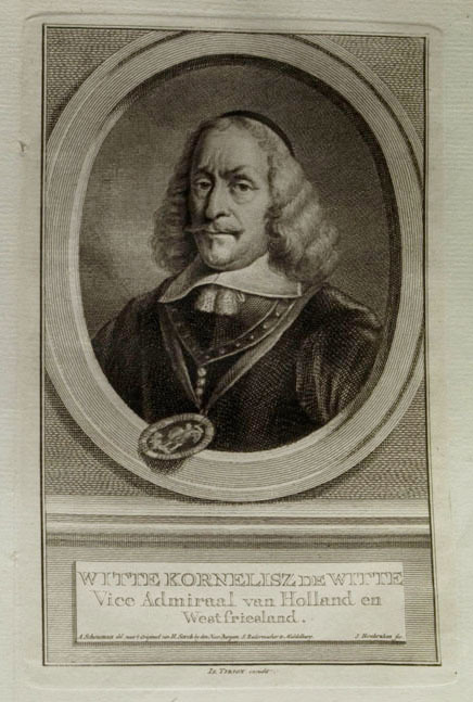 Witte Kornelsiz de Witte,vice Admiraal van Holland en Westfriesland, ets door J. Houbraken