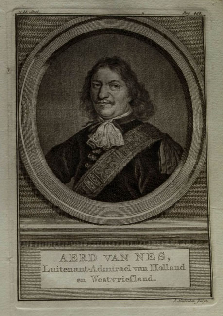 Aerd van Nes, Luitenant-Admirael van Holland en Westfriesland, ets door J. Houbraken