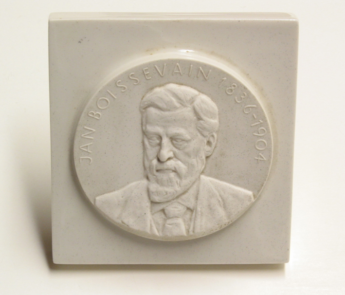 Gedenkpenning indienststelling motorschip Boissevain, gips, 1937.