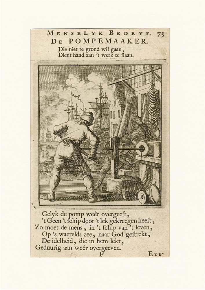 "De Pompemaker", kopergravure door J. Luyken, 1694