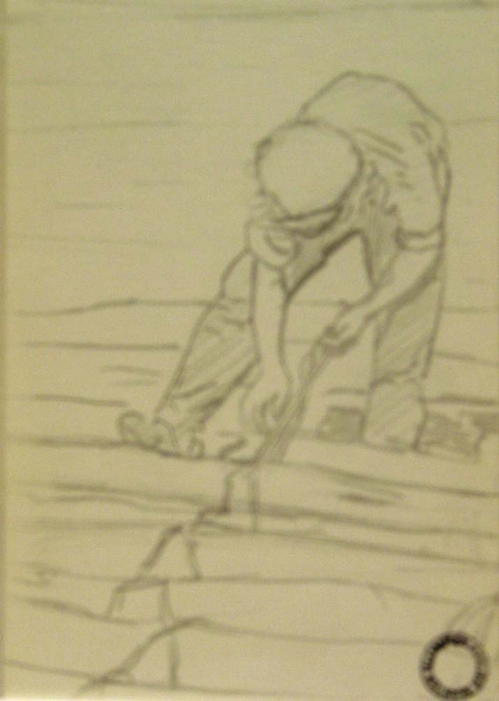 Eemswerken, potloodtekening, M. Klompien, 1972