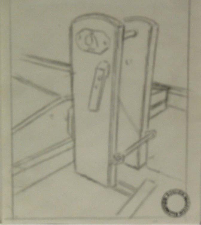 Compositie voordek schip, met maststeunder, potloodtekening, M. Klompien, 1950