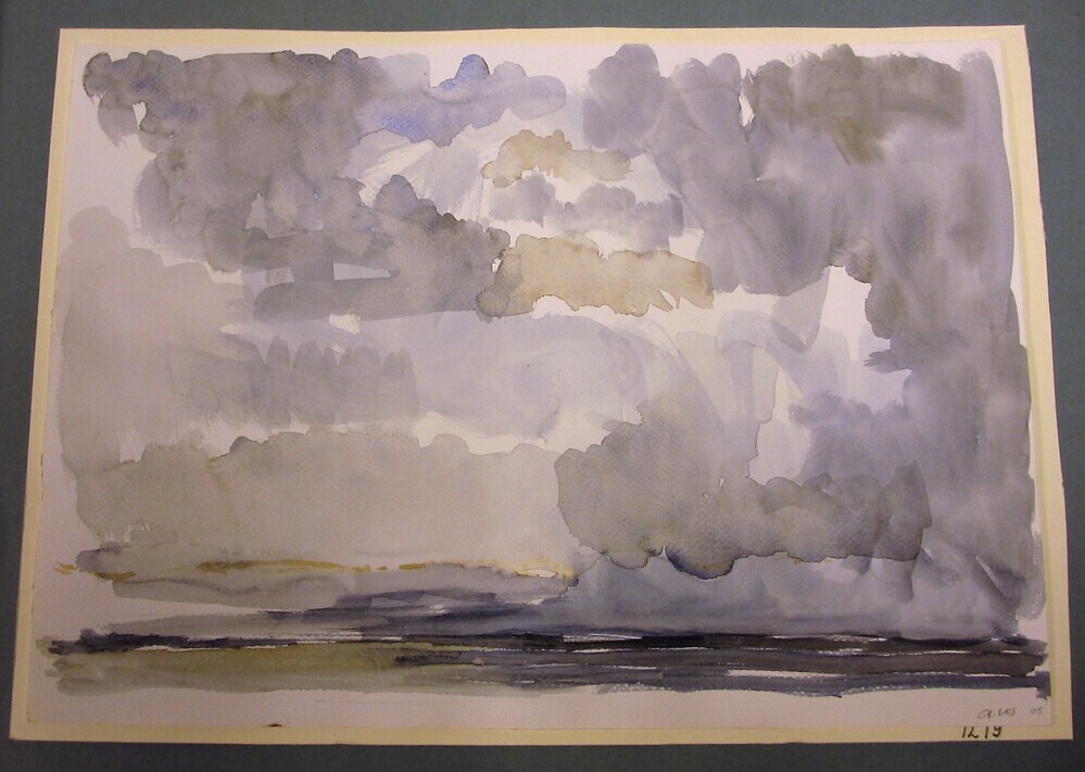 Zeegezicht, aquarel door A. Vos, 2005