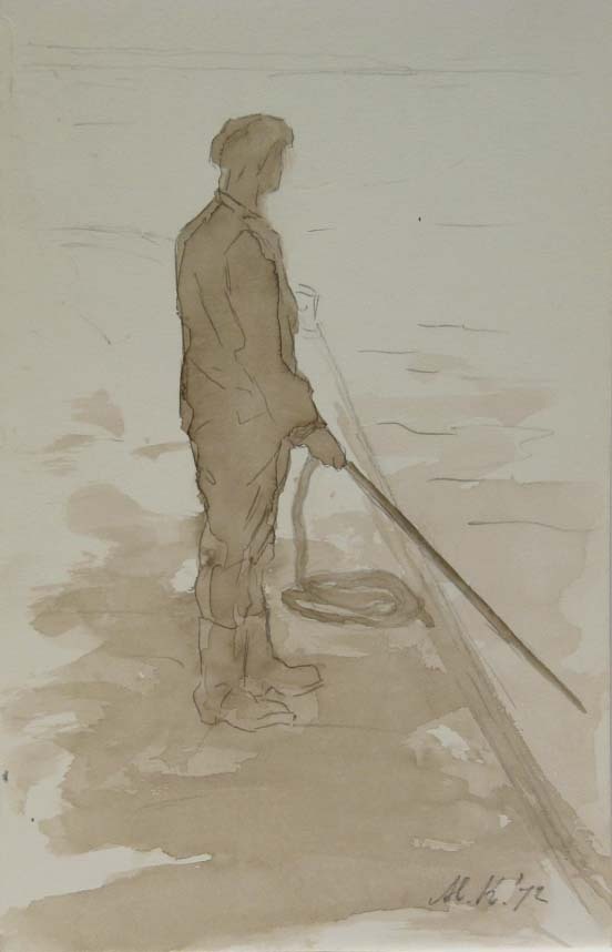 Eemswerken, waterverftekening, M. Klompien, 1972