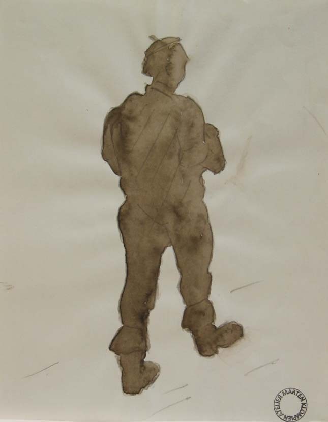 Eemswerker, waterverf/potloodtekening, M. Klompien, 1972