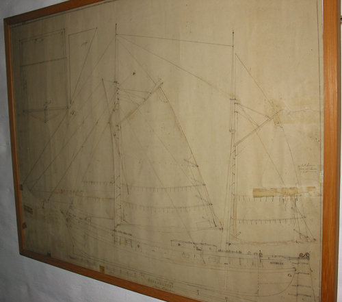 Tuigtekening van de tweemast koftjalk "Noordzee", 1906