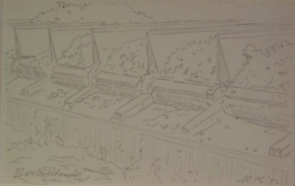 Eemshaven, potloodtekening, M. Klompien, 1972