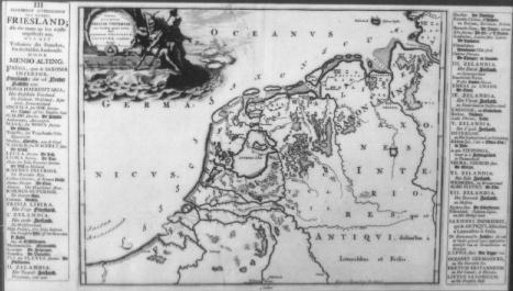 Kaart Fresia Universa door M. Alting uit een atlas van F. Halma, 1718