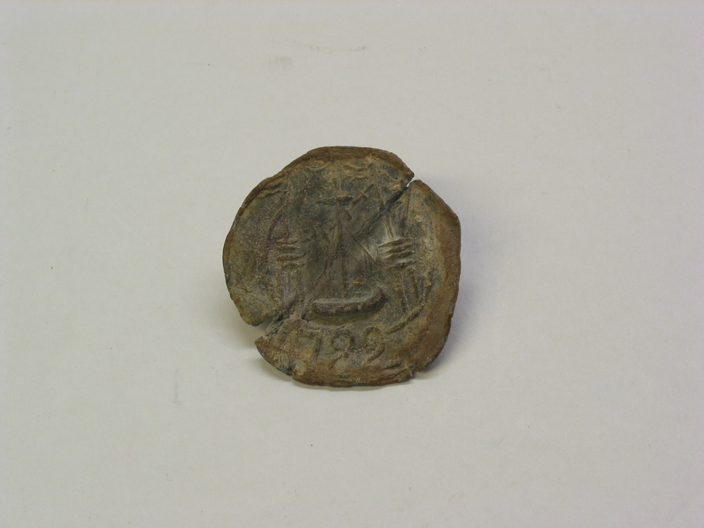 Bakenpenning uit Muiden, zink, 1782