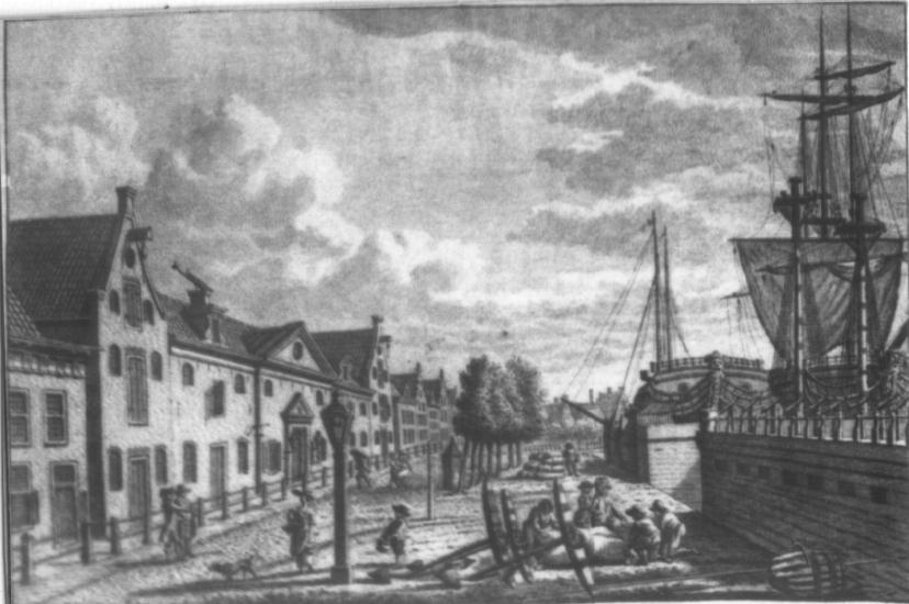 's Lands magazijn te Harlingen, gravure door de D. de Jong, 18e eeuw