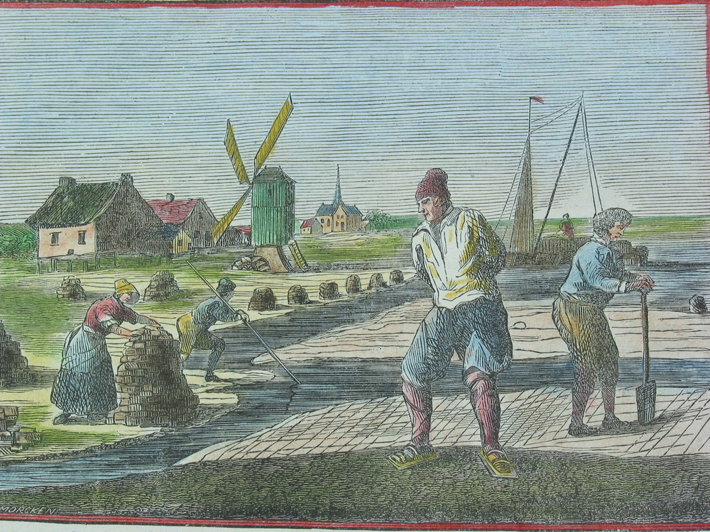 Lage Veenderij, ingekleurde staalgravure door E. Vermorcken, 19e eeuw