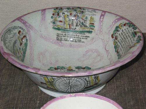 Schaal, gedecoreerd met schepen, Wearmouth-brigde en tekst, ca. 1796