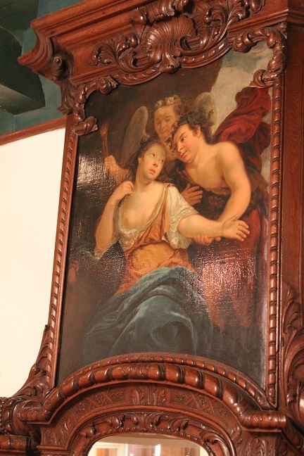 Schoorsteenstuk voorstellende Bacchus en Ariadne door Jan Abel Wassenbergh, 1741