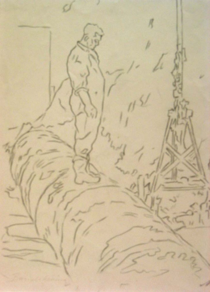 Eemswerken, potloodtekening, M. Klompien, 1972