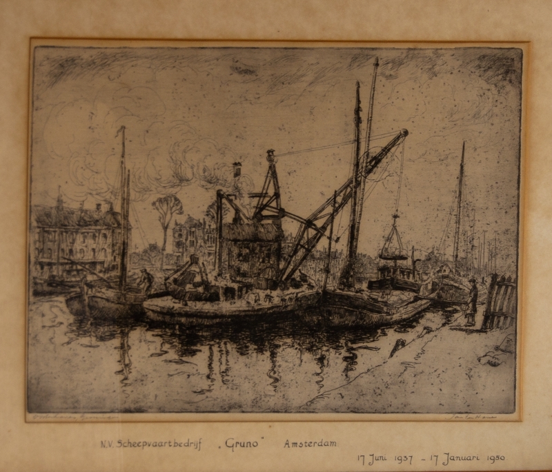 "Oosterhaven, Groningen", droge naald door Jan ten Have, 1950