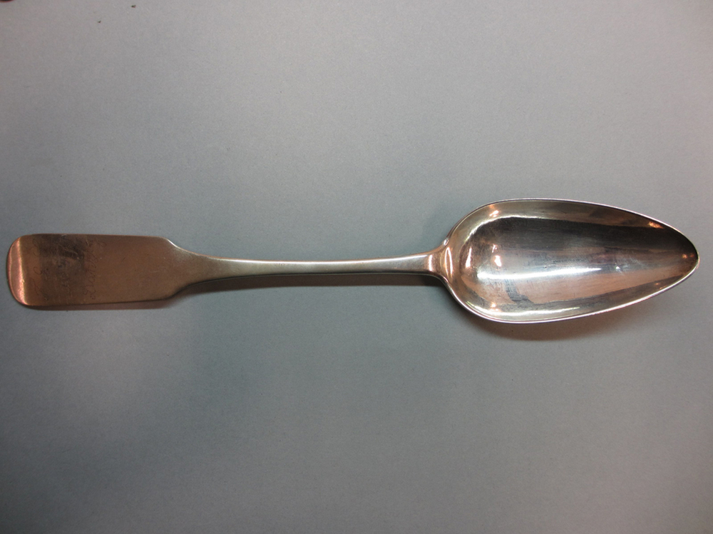 Oostzeelepel "F.G.S., 1842 Danzig", vervaardigd door Johann David Zacharias 1941-1844.