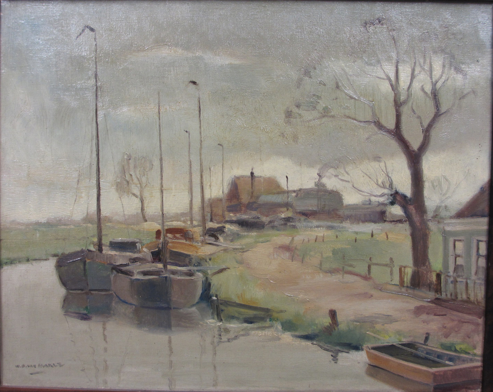 Scheepswerf  'De Noordster', olieverf op doek, door W.B. van Marle,  1938