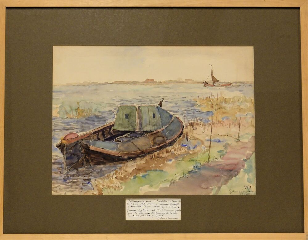 Een palingaak, aquarel door W.J. Dijk, 1942-45