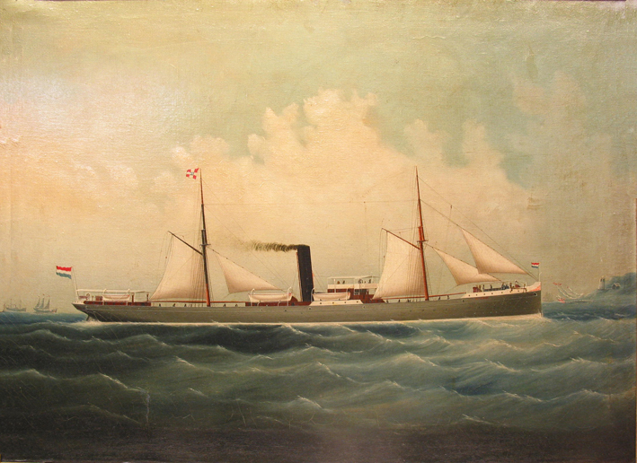 Het stoomschip 'Utrecht', olieverf op doek, anoniem, ca. 1900-1930.