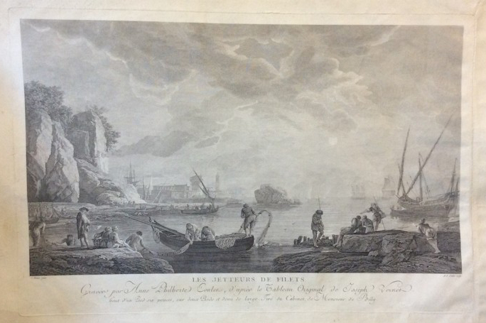 'Les Jetteurs de Filets', gravure door A.P. Coulet naar een schilderij van C.J. Vernet