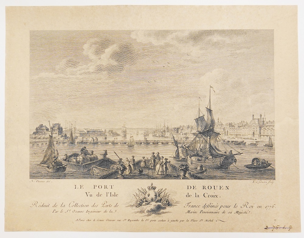 Le port de Rouen, litho door Nicolas-Marie Ozanne en Y. le Gouaz, circa 1700-1800