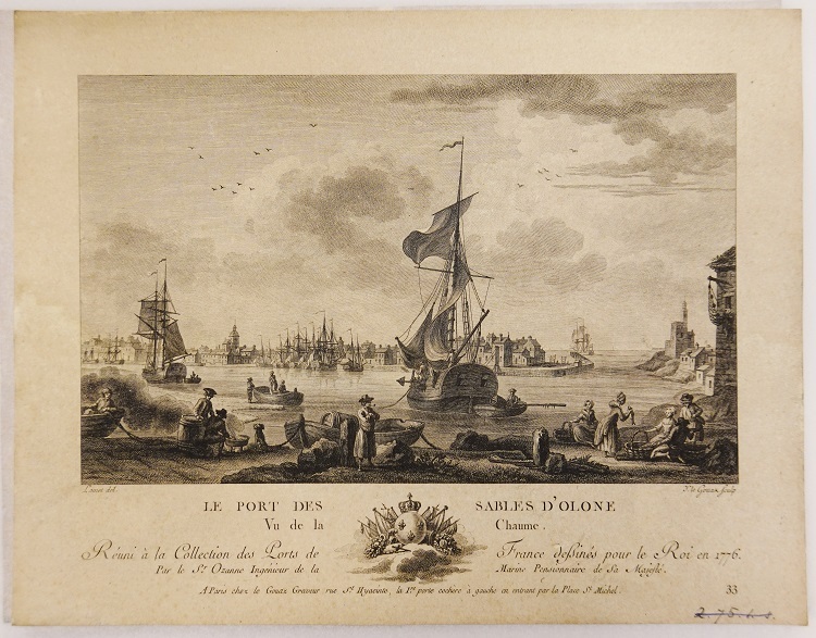 Le port des Sables d' Olone, litho door Nicolas-Marie Ozanne en Y. le Gouaz, circa 1776-1785