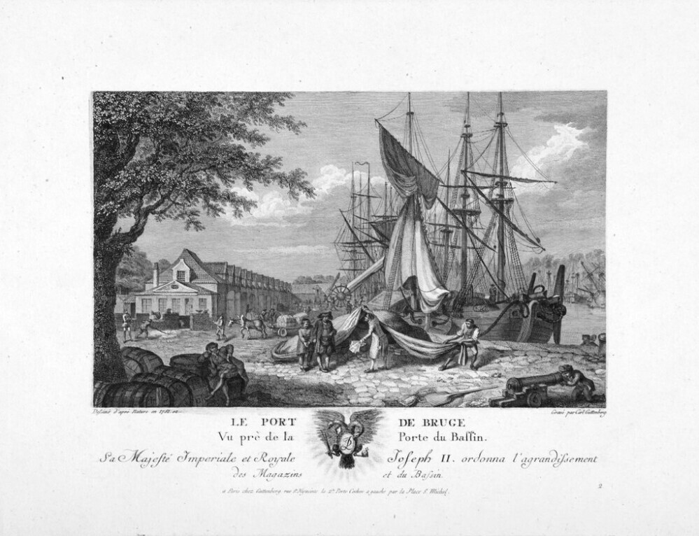 Le port de Bruge, litho door Carl Guttenberg, circa 1781-1800