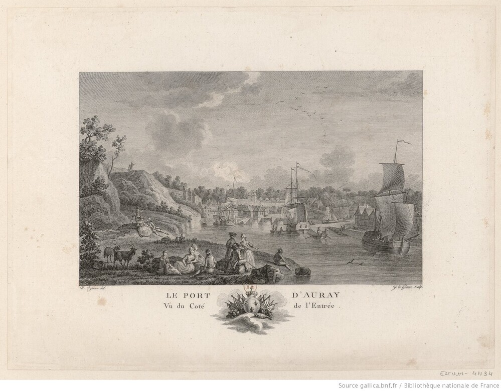 Le port d' Auray, litho door Nicolas-Marie Ozanne en Y. le Gouaz, circa 1776-1785