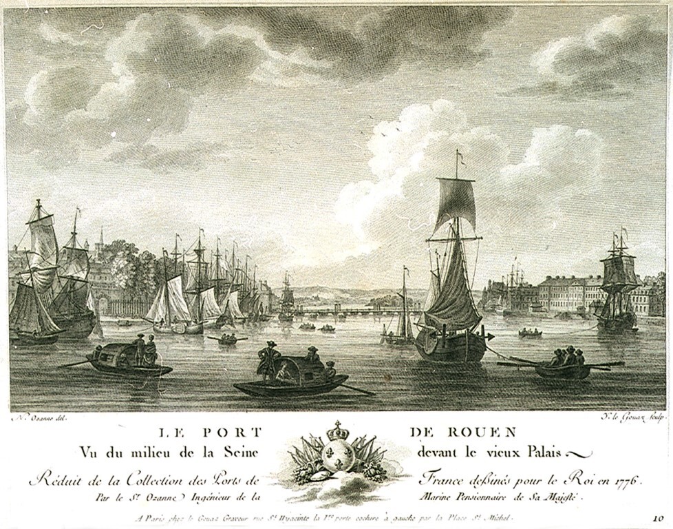 Le port de Rouen, litho door Nicolas-Marie Ozanne en Y. le Gouaz, circa 1776-1785