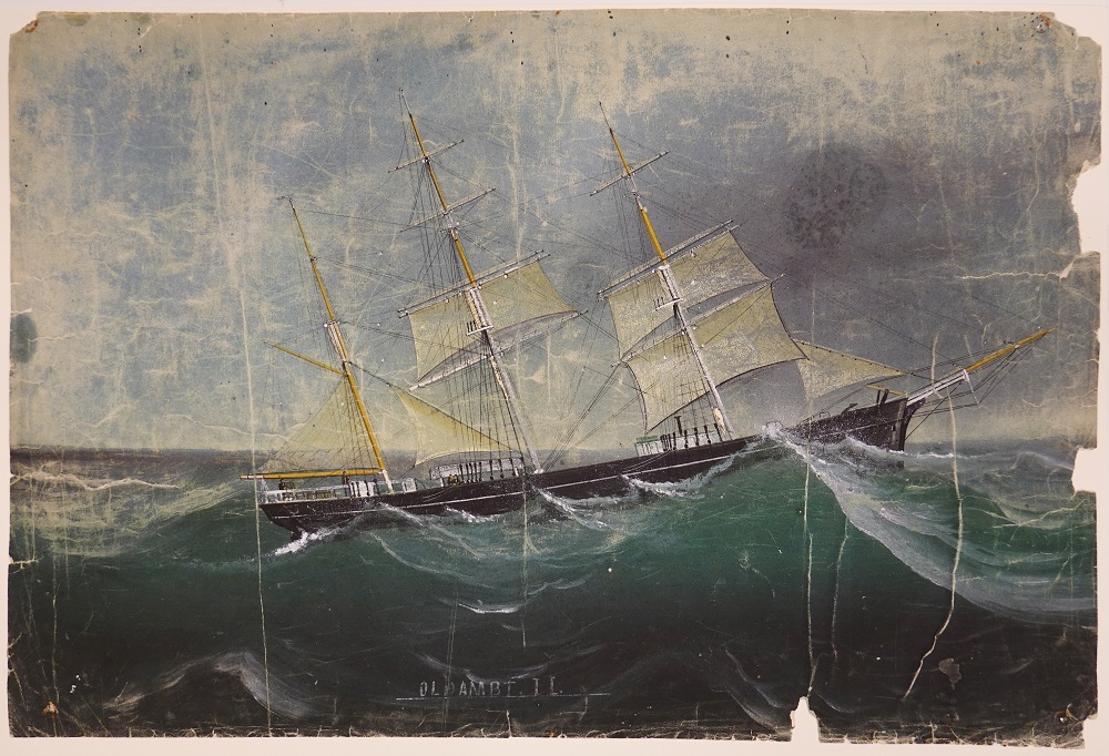 De driemastbark 'Oldambt II', anonieme tekening