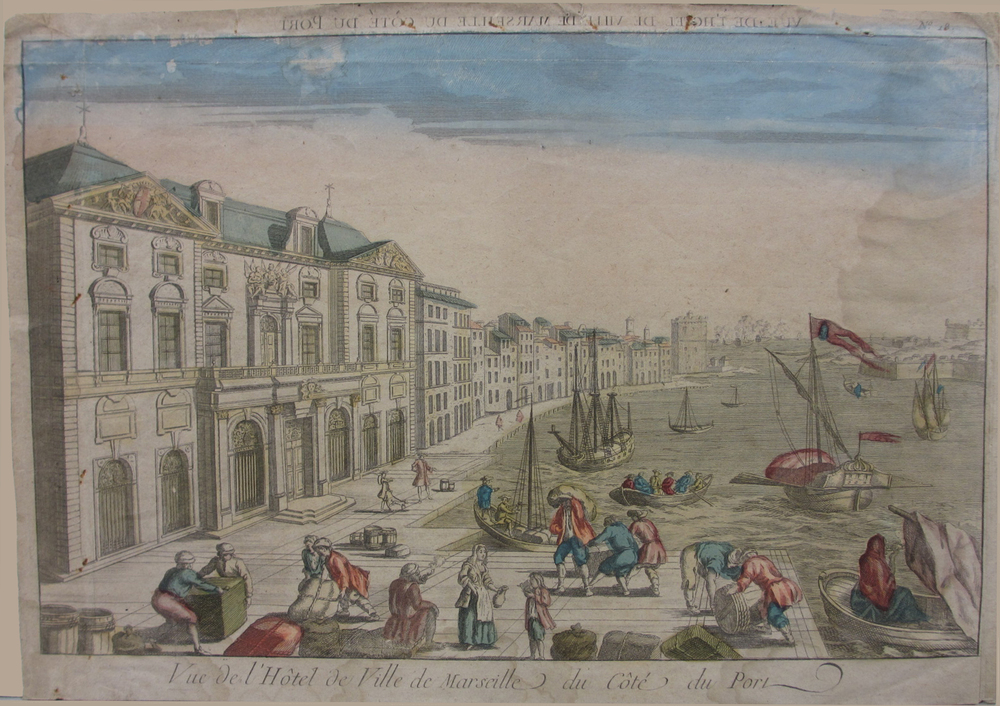 'Vue de l'Hôtel de Ville de Marseille du côté du port', gravure, 1700-1780
