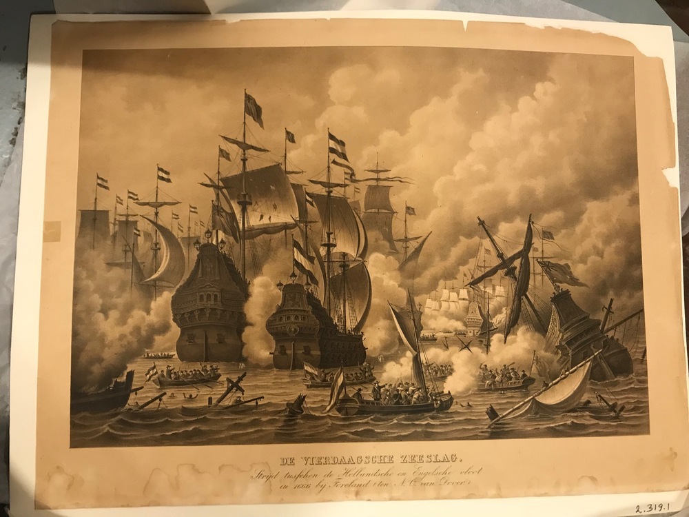 'De Vierdaagsche Zeeslag', litho