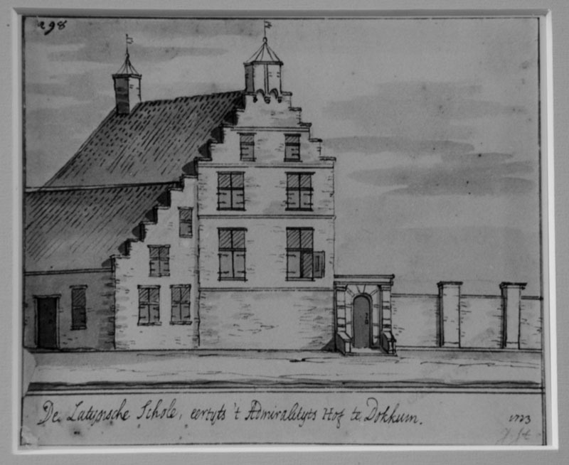 'De Latijnsche school eertijds Admiraliteitshof te Dokkum, 1723' (kopie)
