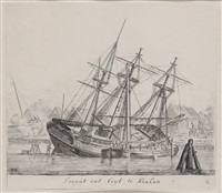 'Fregat dat leyt te Kielen' g6, ets door G. Groenewegen