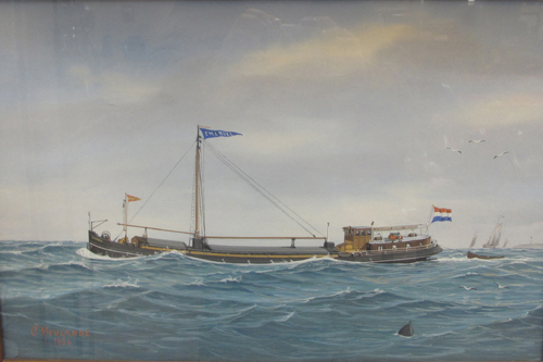 Scheepsportret van de luxe motor "Emanuel", gouache door C. Meulande, 1936