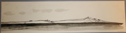 Hirstholm,  tekening door Jannes de Vries, 1961