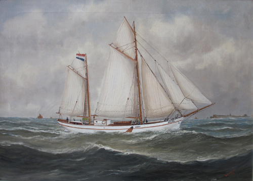 De schoeneraak 'Meta', olieverf op doek door H.A. Jaarsma, circa 1915.