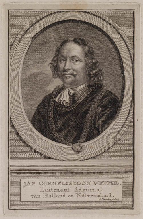 Portret van Jan Cornelisz. Meppel, gravure door J. Houbraken, ca. 1661-1666