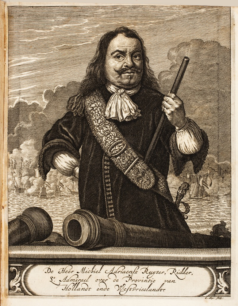 Portret van Michiel Adriaensz. de Ruijter, gravure door C. Hag, circa 1661-1666