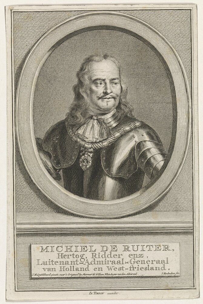 Michiel de Ruyter, door J.M. Quinkhard, gravure naar het origineel door J. Houbraken