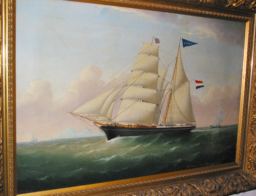 Schoenerbrik 'Zeemeeuw', olieverf op doek door W.H. Yorke, circa 1870-1880.