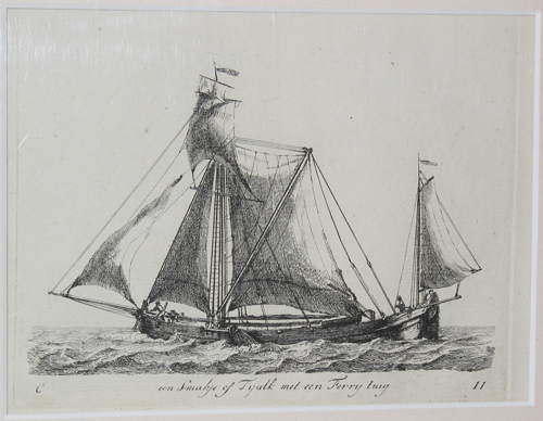 "Een Smakje of Tyalk met een Ferry tuig", kopergravure door Gerrit Groenewegen, circa 1789