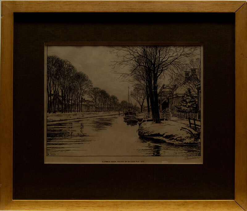 Klapbrug Boon, Molema en de Cock plm. 1875 Hoogezand, pentekening door N.J.B.Bulder,