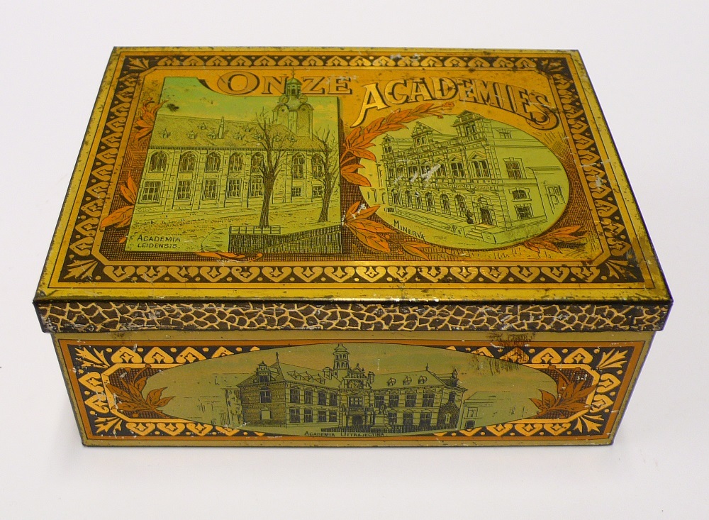 Sigarenblik "Onze Academies"