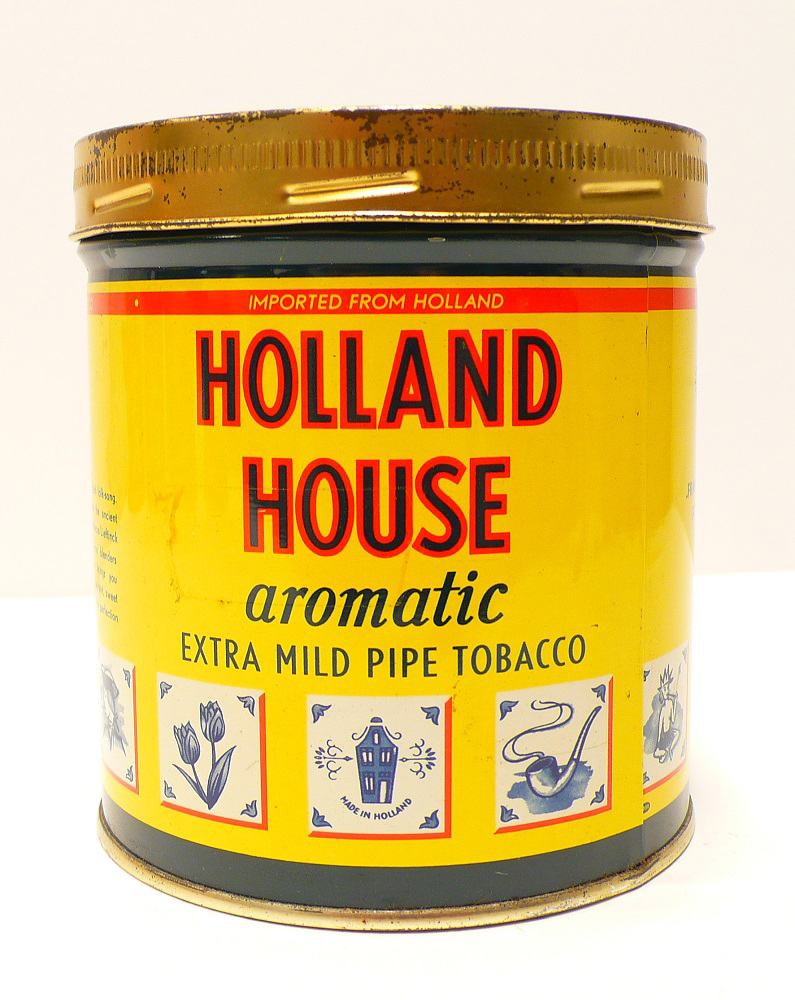 Tabaksblik van het merk Holland House, geproduceerd door Franciscus Lieftinck te Groningen