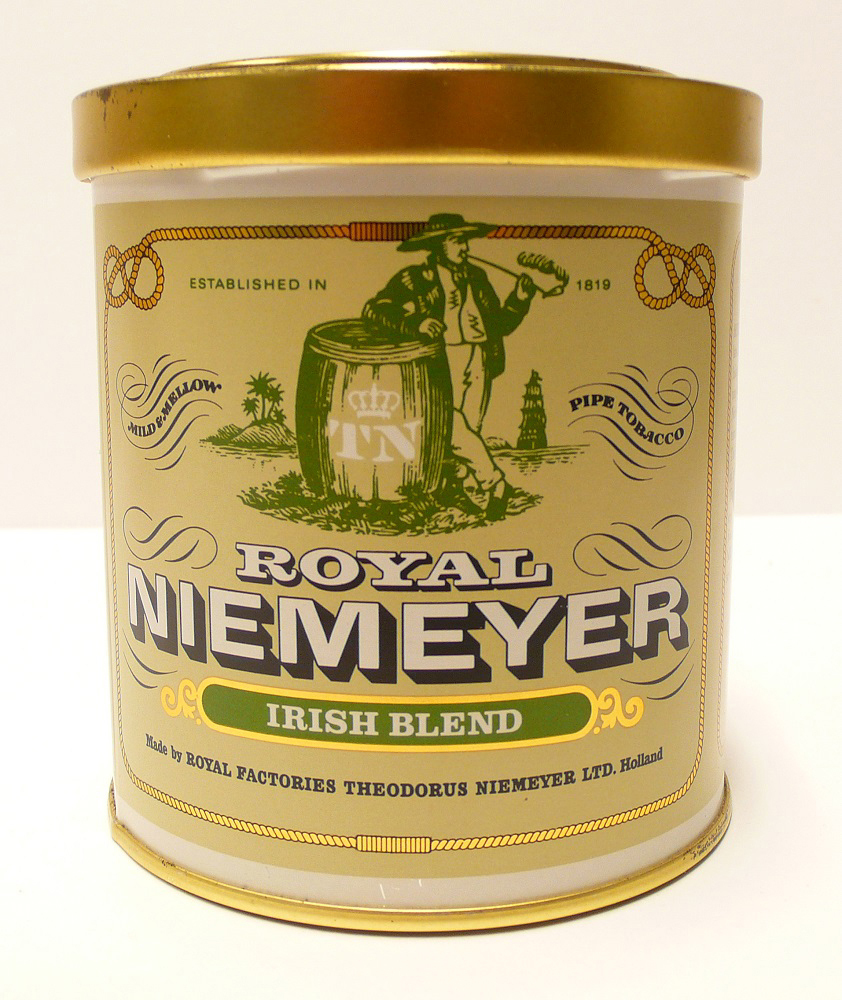 Tabaksblik van het merk Royal Niemeijer, geproduceerd door Theodorus Niemeijer te Groningen
