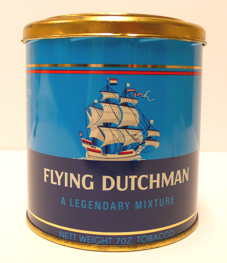 Tabaksblik van het merk Flying Dutchman, geproduceerd door Theodorus Niemeyer